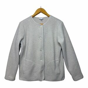 Pure Jill J. Jill Sherpa Fleece Cream Button Down Jacket Coat S Teddy Minimalist